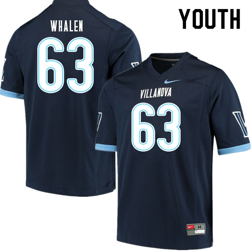 Youth #63 Quin Whalen Villanova Wildcats College Football Jerseys Sale-Navy